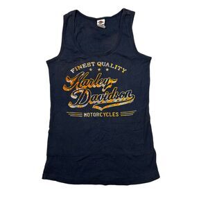 Harley Davidson VTG Y2K Scoop Neck Tank Top Navy Blue Womens Medium